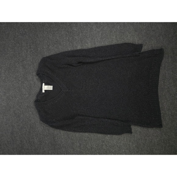 Alberto Makali Sweaters - Vtg Alberto Makali Black V Neck Metallic Sheer Knit Sweater Lightweight Size M